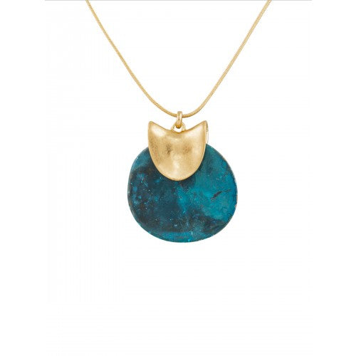 Tiger Tree Gold Patina Disk Necklace