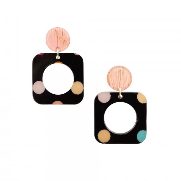Tiger Tree Dark Smartie Pants Square Hoop Earrings