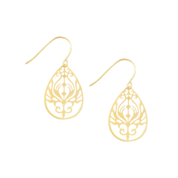 Tiger Tree Gold Mini Baroque Filigree Earrings