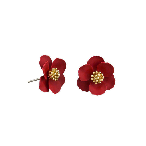 Tiger Tree Red Pansy Earrings