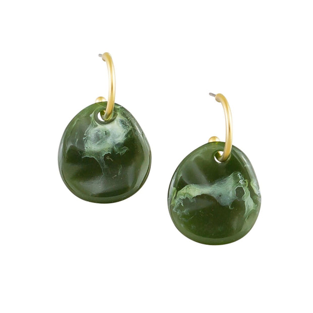 Tiger Tree Curved Moss Earrings