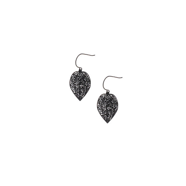 Tiger Tree Mini Black Leaf Earrings