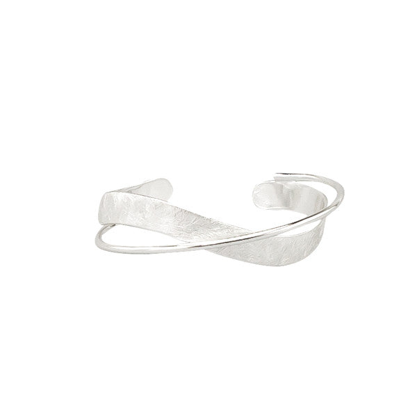 Tiger Tree Silver Scratched Twist Bangle