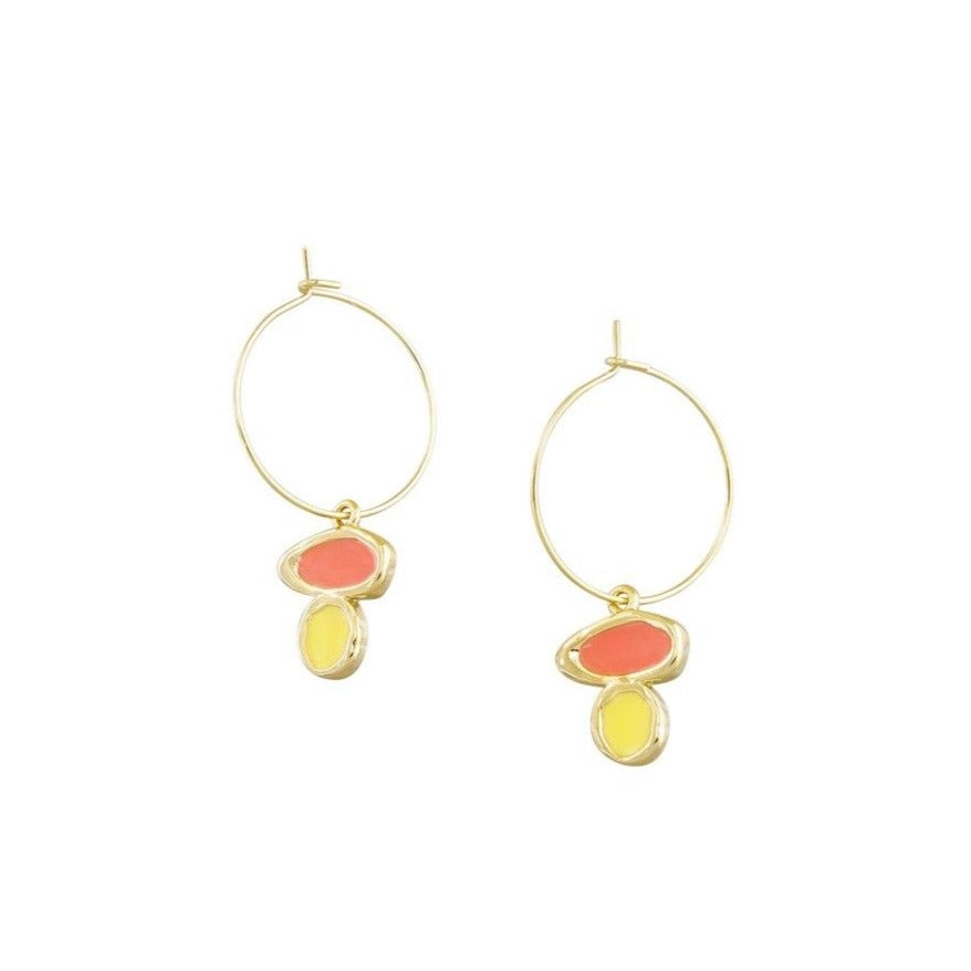 Tiger Tree Orange Pebble Drop Earrings