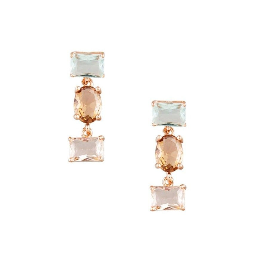Tiger Tree Day Triple Shaped Crystal Earrings