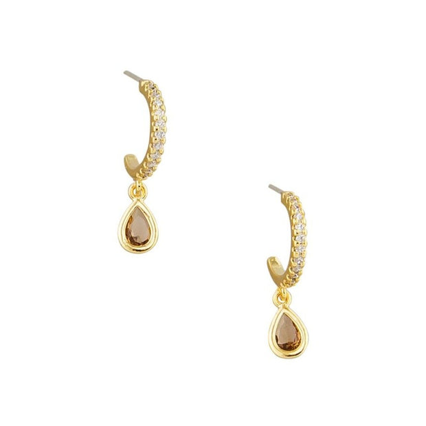 Tiger Tree Gold & Amber Crystal Drop Earrings