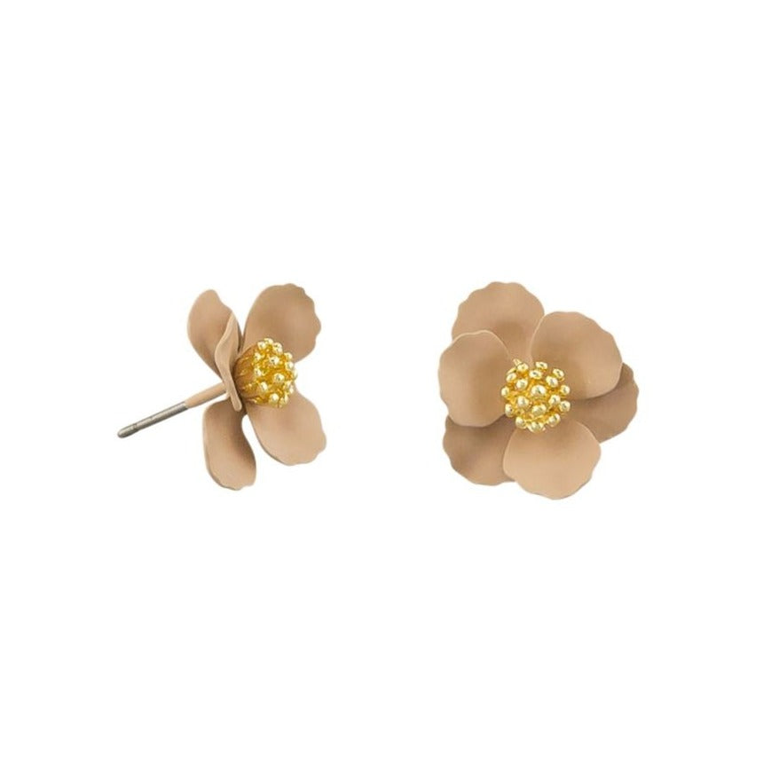 Tiger Tree Latte Pansy Earrings