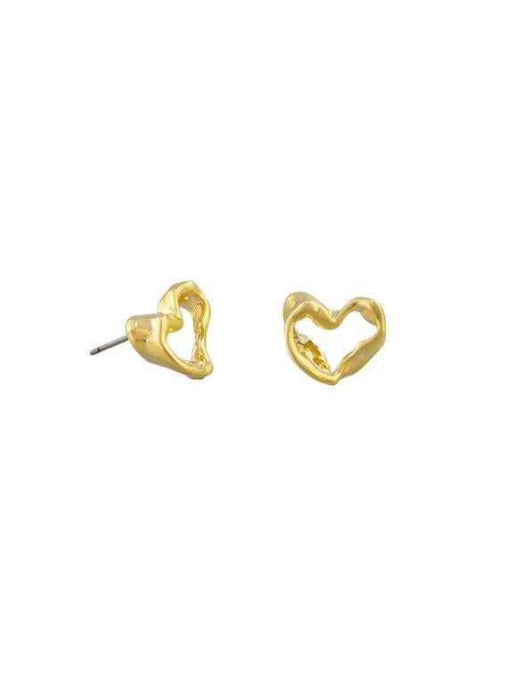 Tiger Tree Gold Crushed Heart Studs