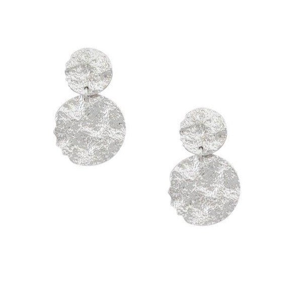 Tiger Tree Silver Foiled Double Disc Earrings