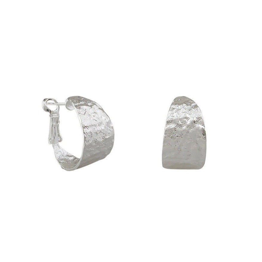 Tiger Tree Silver Retro Crinkle Hoops