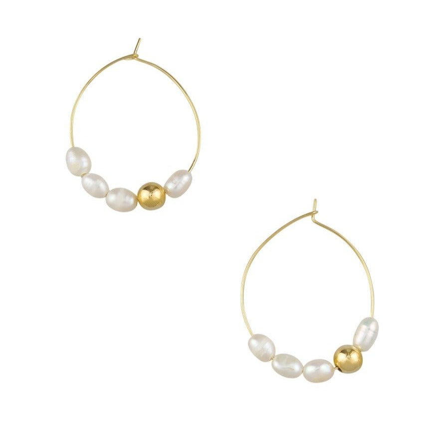 Tiger Tree Threaded Pearl Hoops