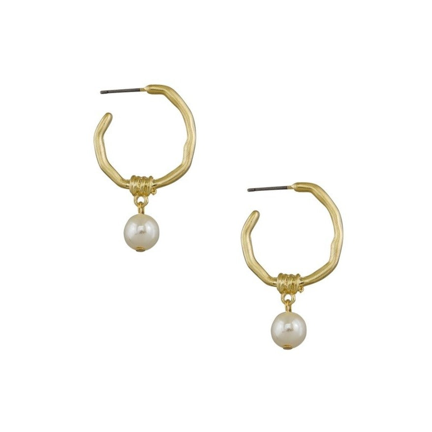 Tiger Tree Gold Vintage Hoop & Pearl