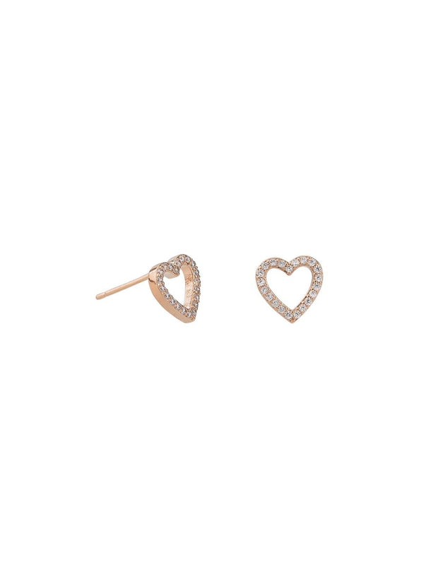 Tiger Tree Rose Gold & Crystal Heart Studs
