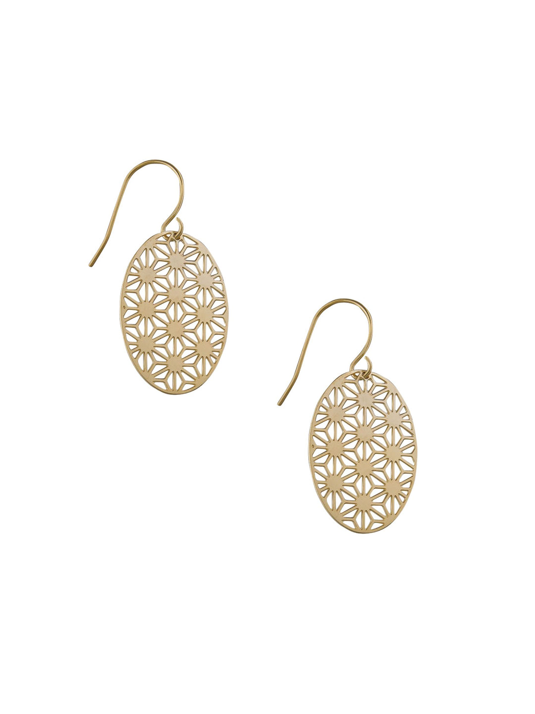 Tiger Tree Gold Oval Filigree Earrings