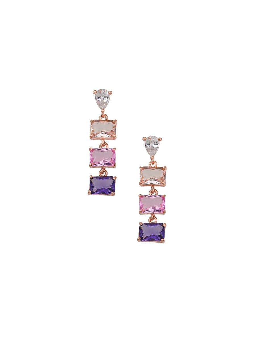 Tiger Tree Lilac Triple Crystal Drop Earrings