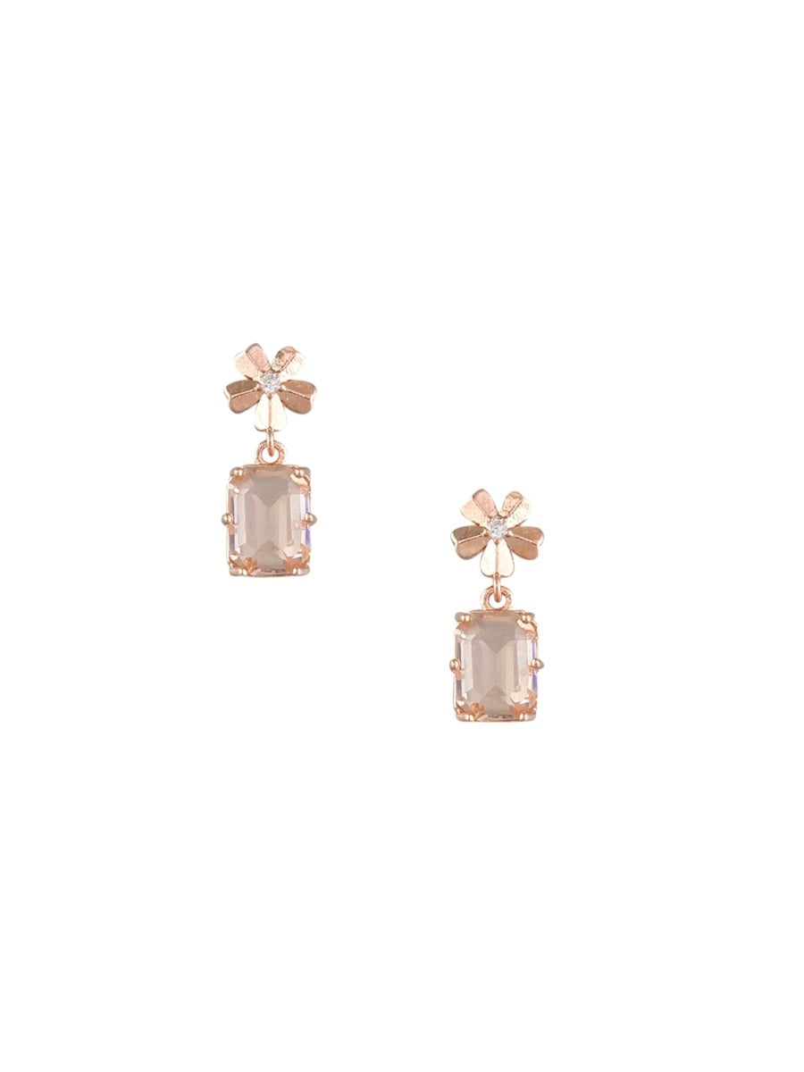 Tiger Tree Pink Blush Flower & Crystal Earring