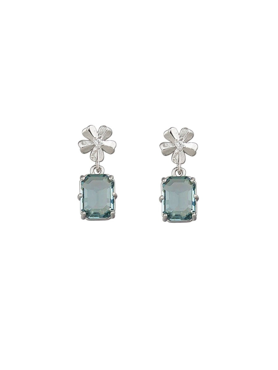 Tiger Tree Indian Sapphire Flower & Crystal Earring