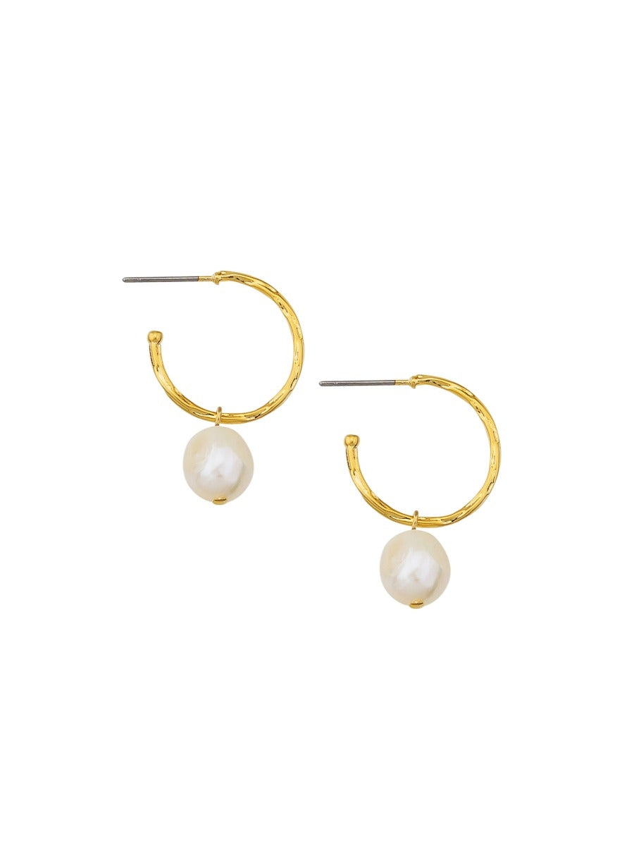 Tiger Tree Vine Hoop and Pearl Earrings