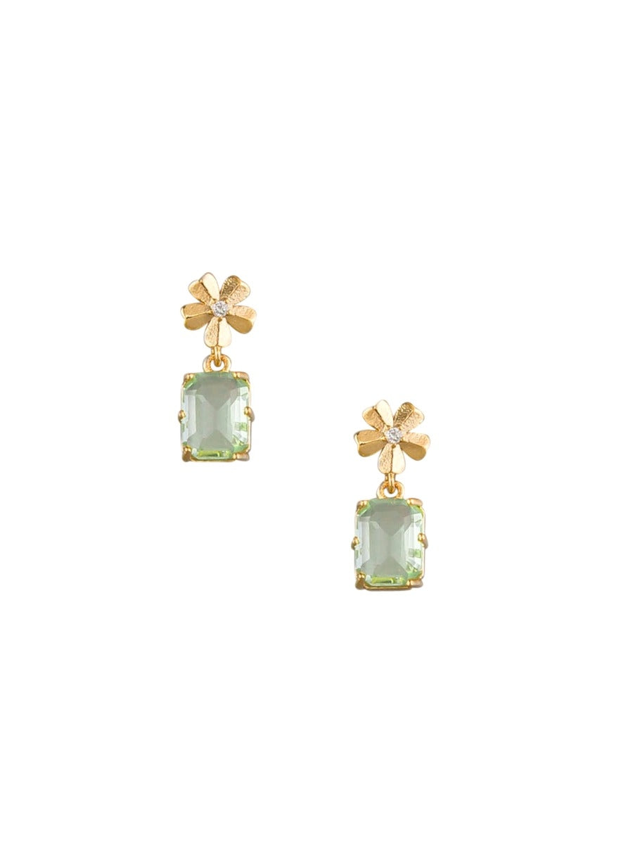 Tiger Tree Chrysolite Flower & Crystal Earring