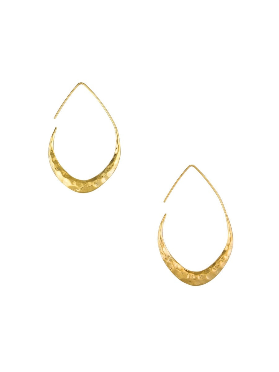 Tiger Tree Gold Hammered Moon Hoops