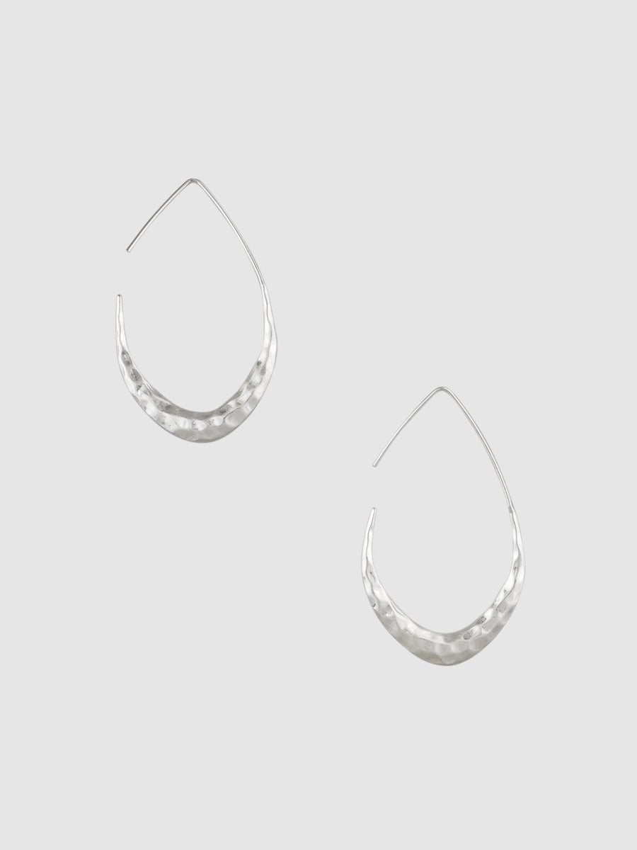 Tiger Tree Silver Hammered Moon Hoops