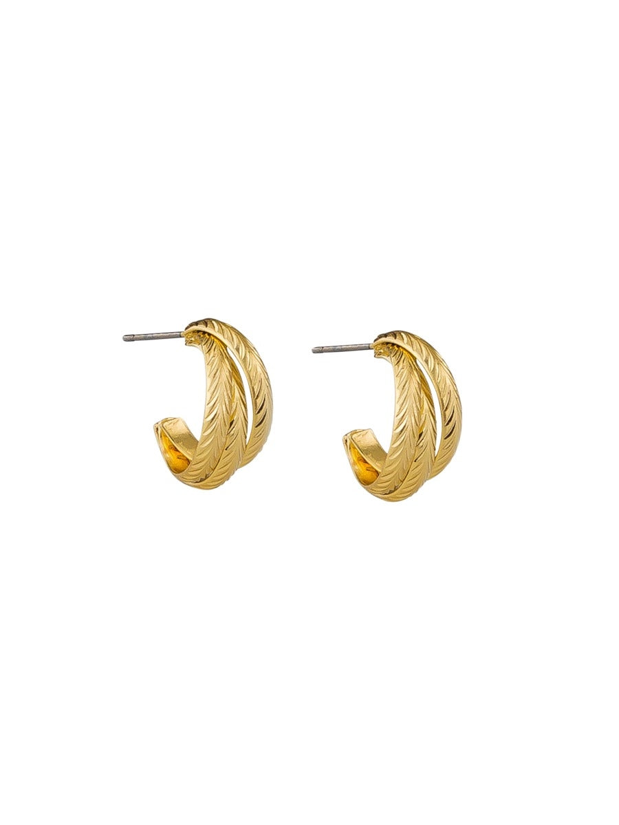 Tiger Tree Gold Triple Twist Hoops
