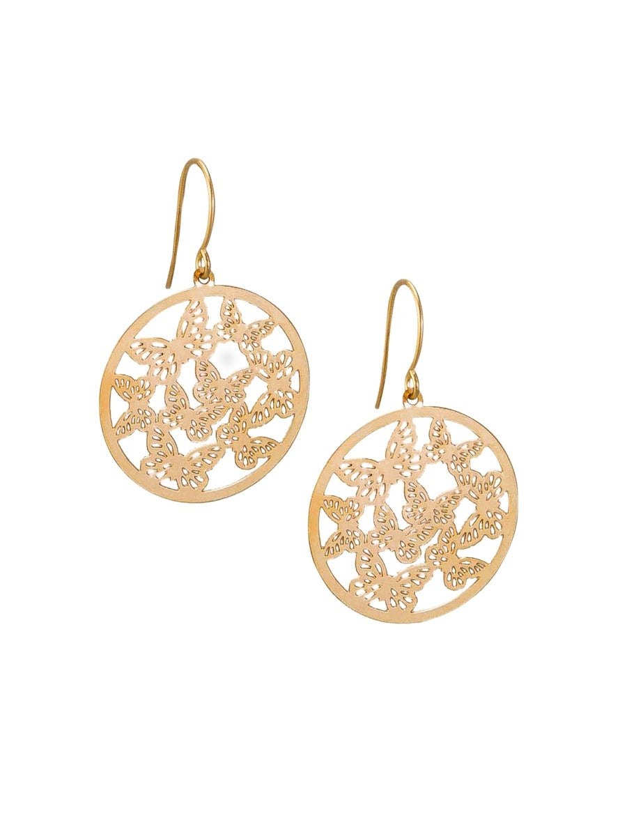 Tiger Tree Gold Butterflies Garden Earrings