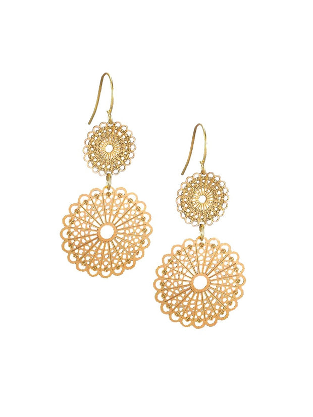 Tiger Tree Gold Double Lace Earrings