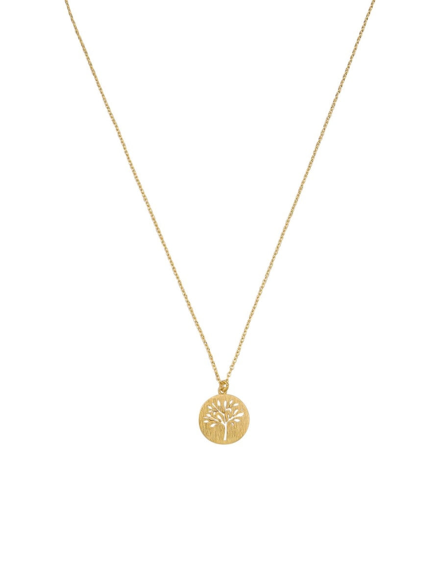 Tiger Tree Gold Brushed Tree Necklace