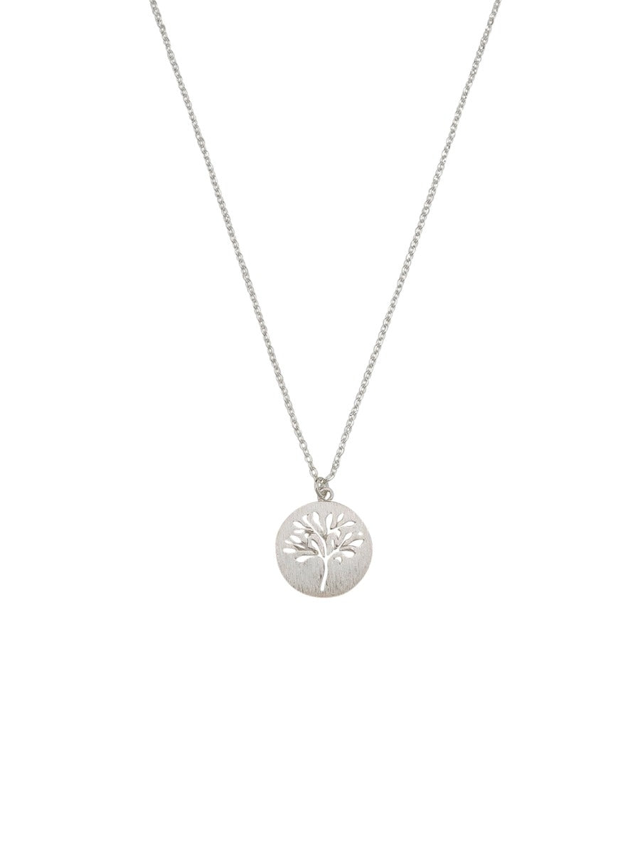 Tiger Tree Silver Brushed Tree Necklace