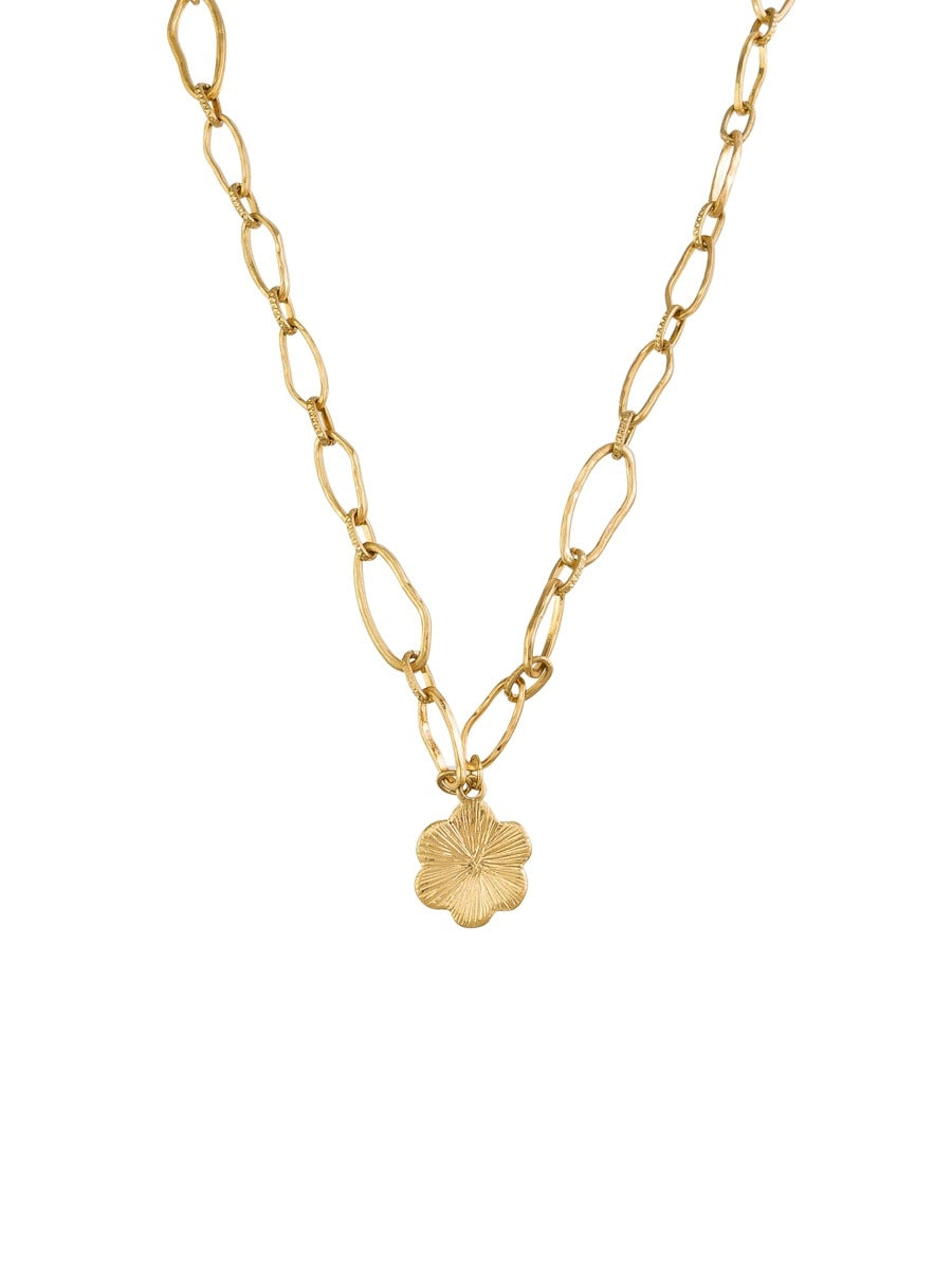 Tiger Tree Gold Flower Charm Necklace