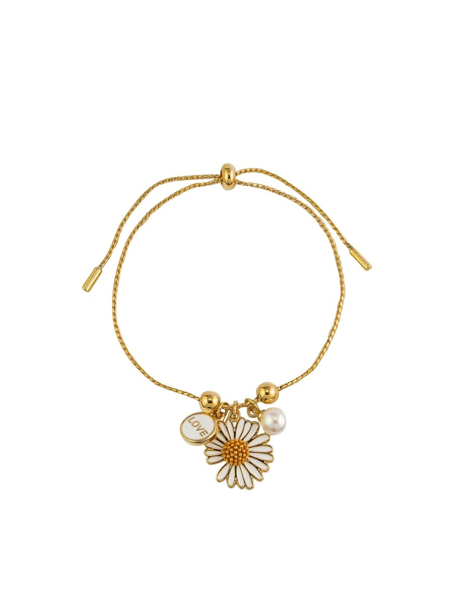Tiger Tree Gold Daisy Love Charm Bracelet