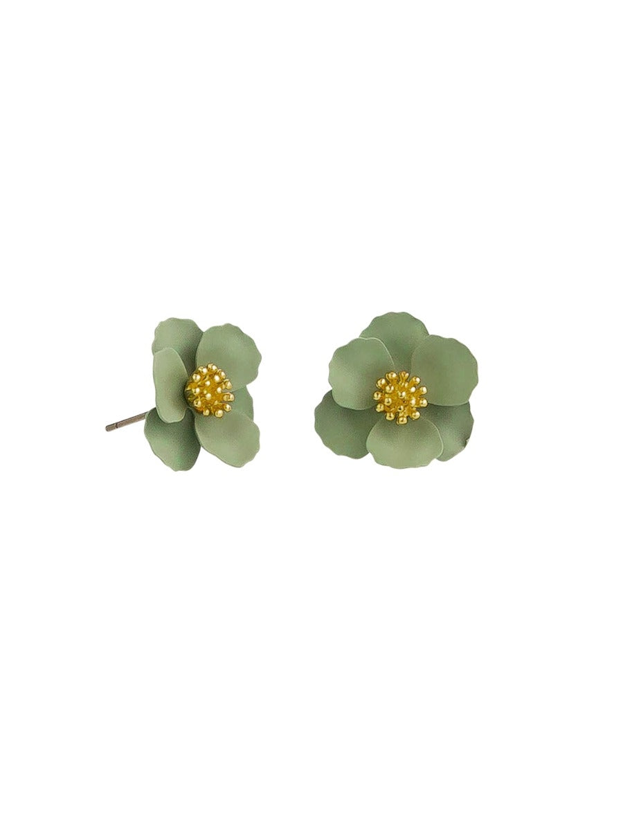 Tiger Tree Forest Green Pansy Earrings