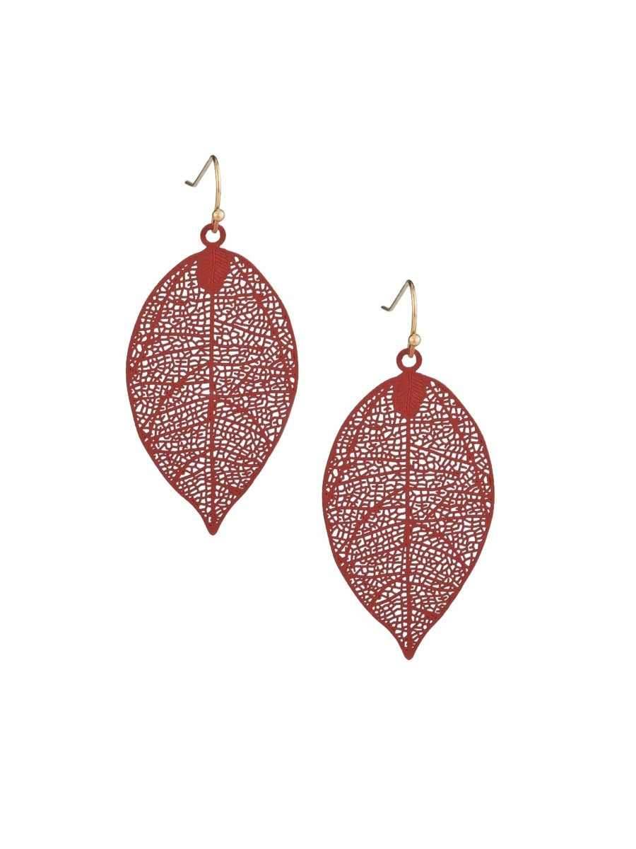 Tiger Tree Peach Leaf Earrings