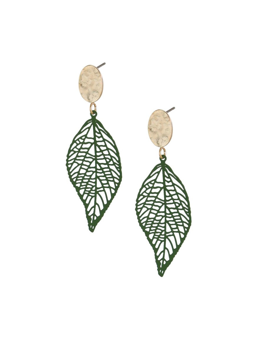 Tiger Tree Moss Leaf Earrings