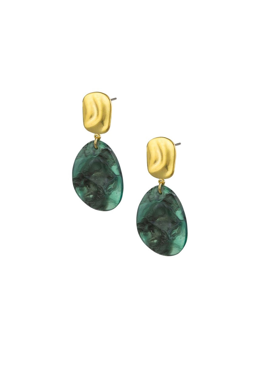 Tiger Tree Sea Resin Disc Earrings