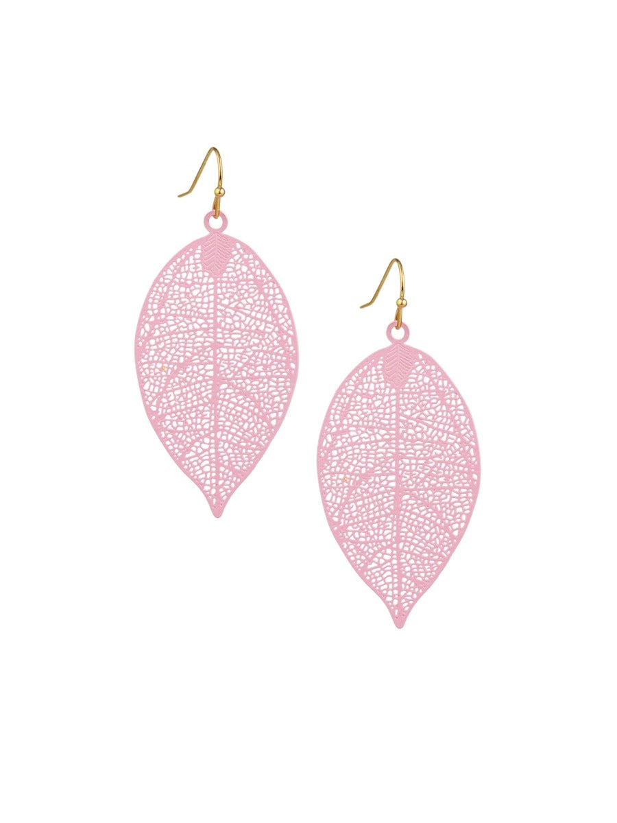 Tiger Tree Pink Leaf Earrings