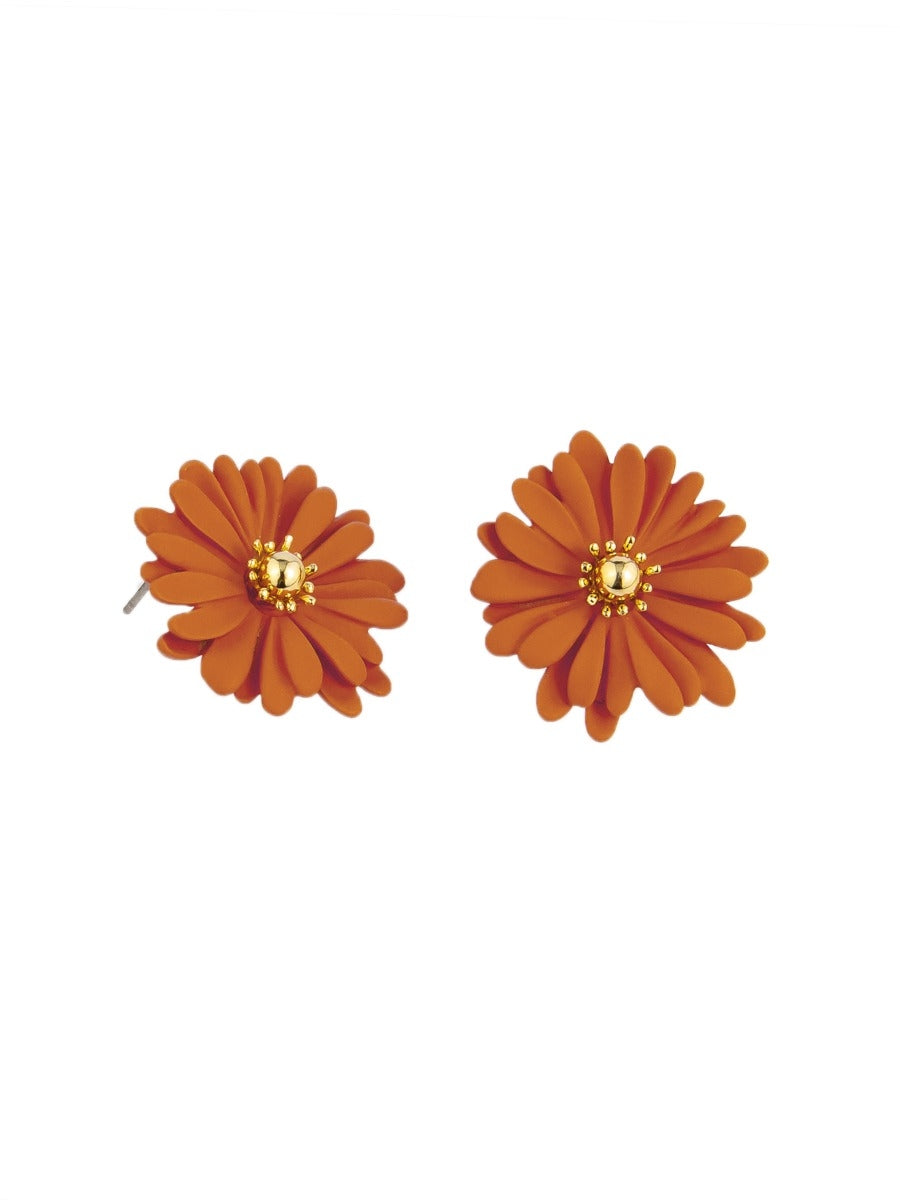 Tiger Tree Orange Large Daisy Earrings