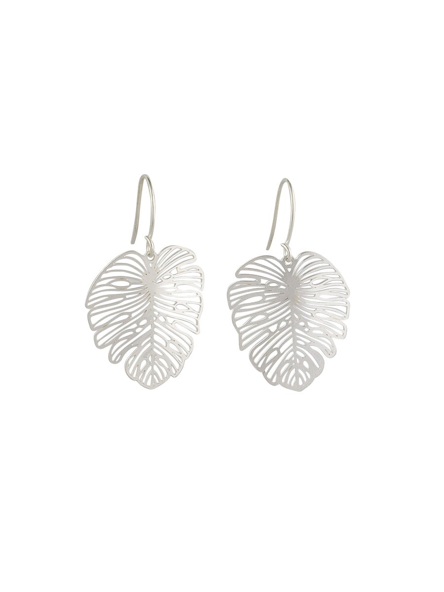 Tiger Tree Silver Small Monsteria Earrings