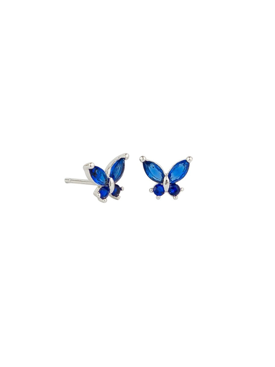 Tiger Tree Sapphire Blue Crystal Butterfly Studs