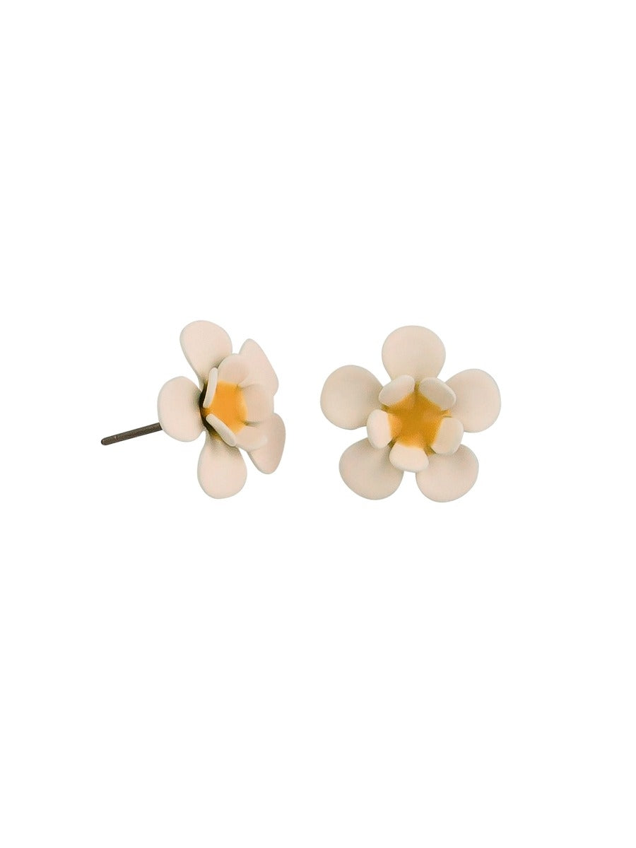 Tiger Tree White Girl Flower Studs