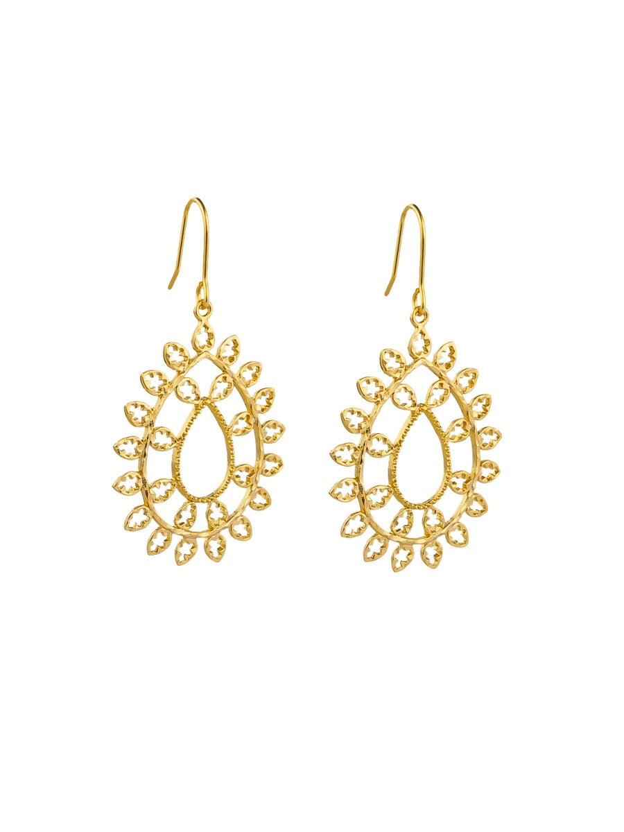 Tiger Tree Gold Lacy Tears Earrings