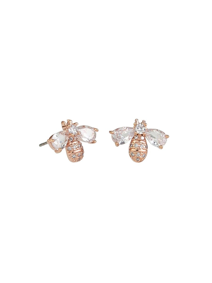 Tiger Tree Rose Gold Crystal Bee Studs