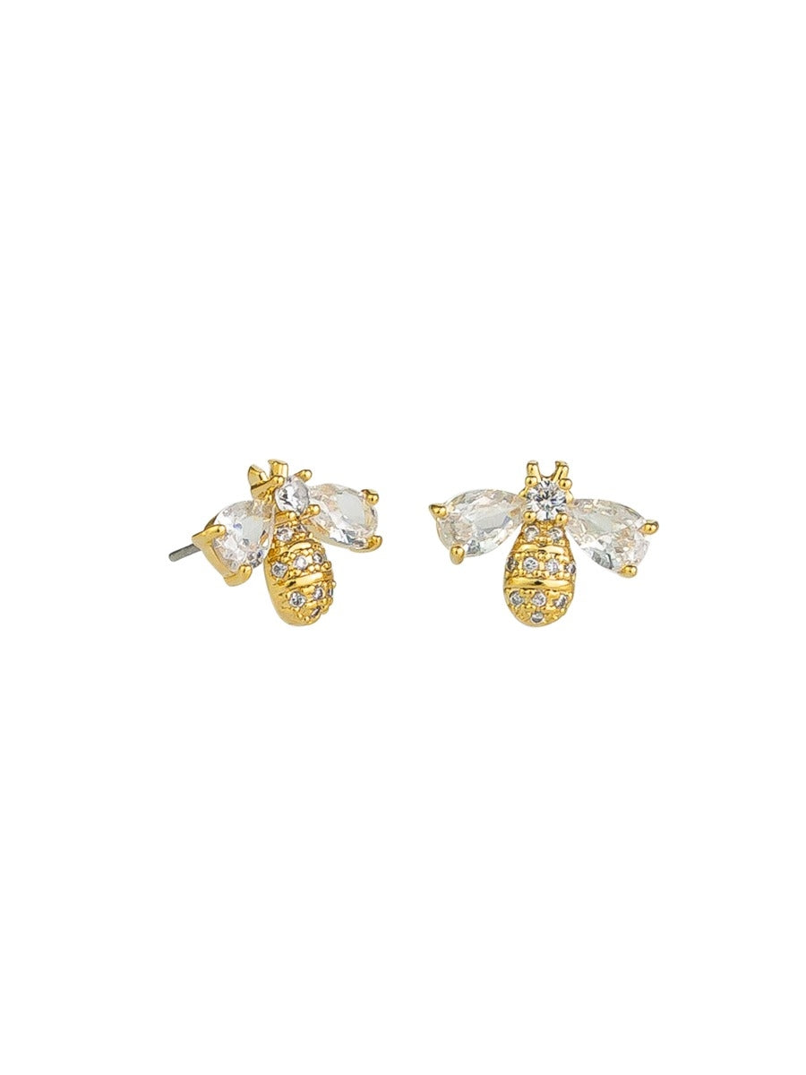 Tiger Tree Gold Crystal Bee Studs