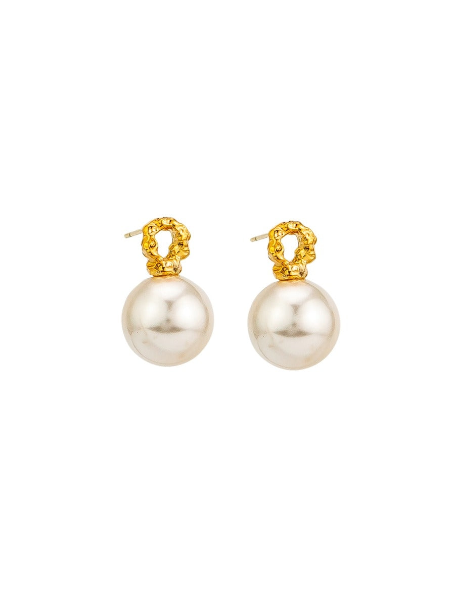 Tiger Tree Gold Ring & Pearl Drop Studs