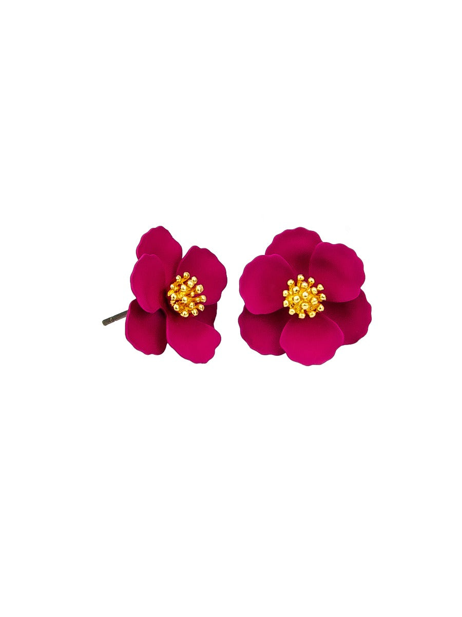 Tiger Tree Fuchsia Pansy Earrings