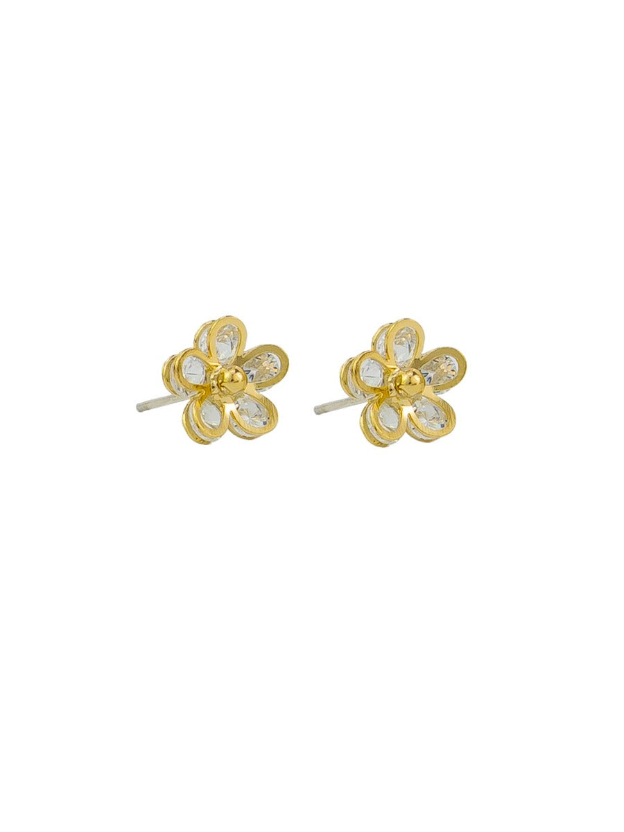 Tiger Tree Gold Twinkle Flower Crystal Stud