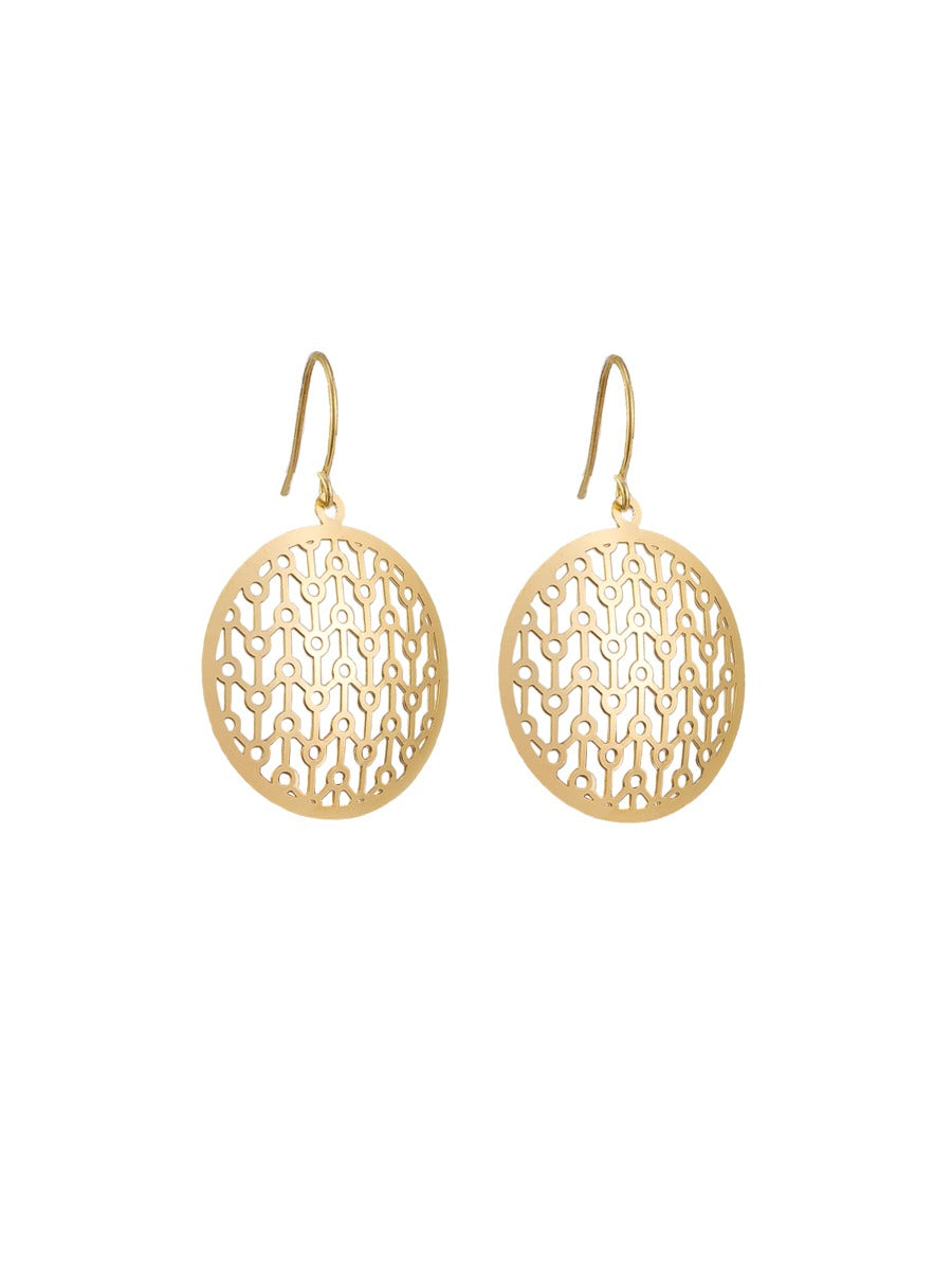 Tiger Tree Gold Stickman Disc Earrings