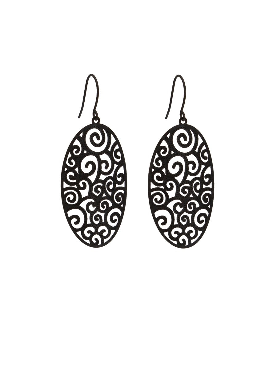 Tiger Tree Black Ocean Filigree Earrings