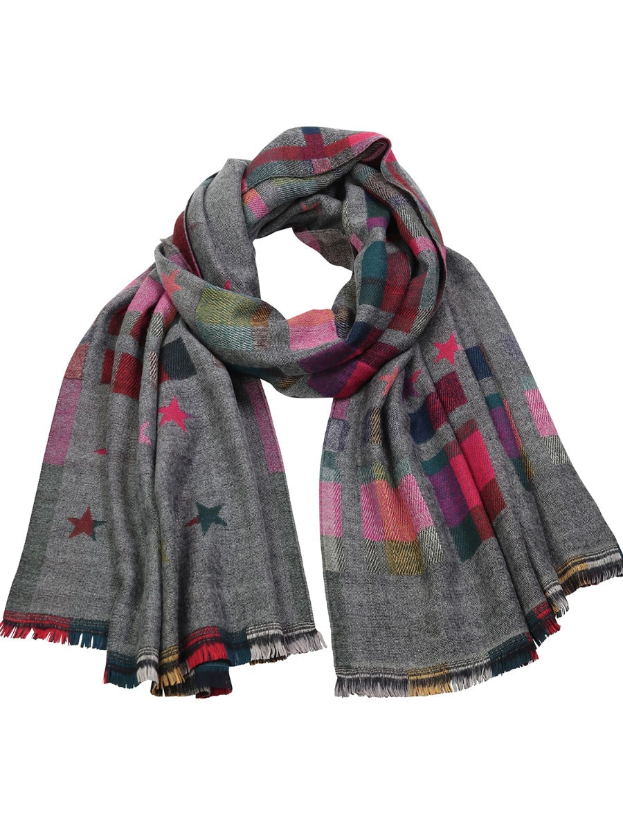 Tiger Tree Shadow Star & Check Scarf